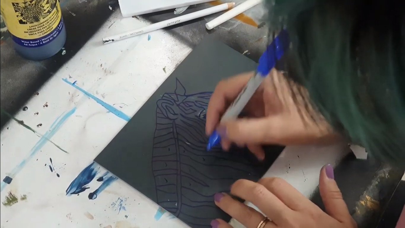 Lino cut, printmaking