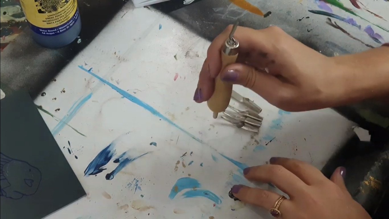 Lino cut, printmaking