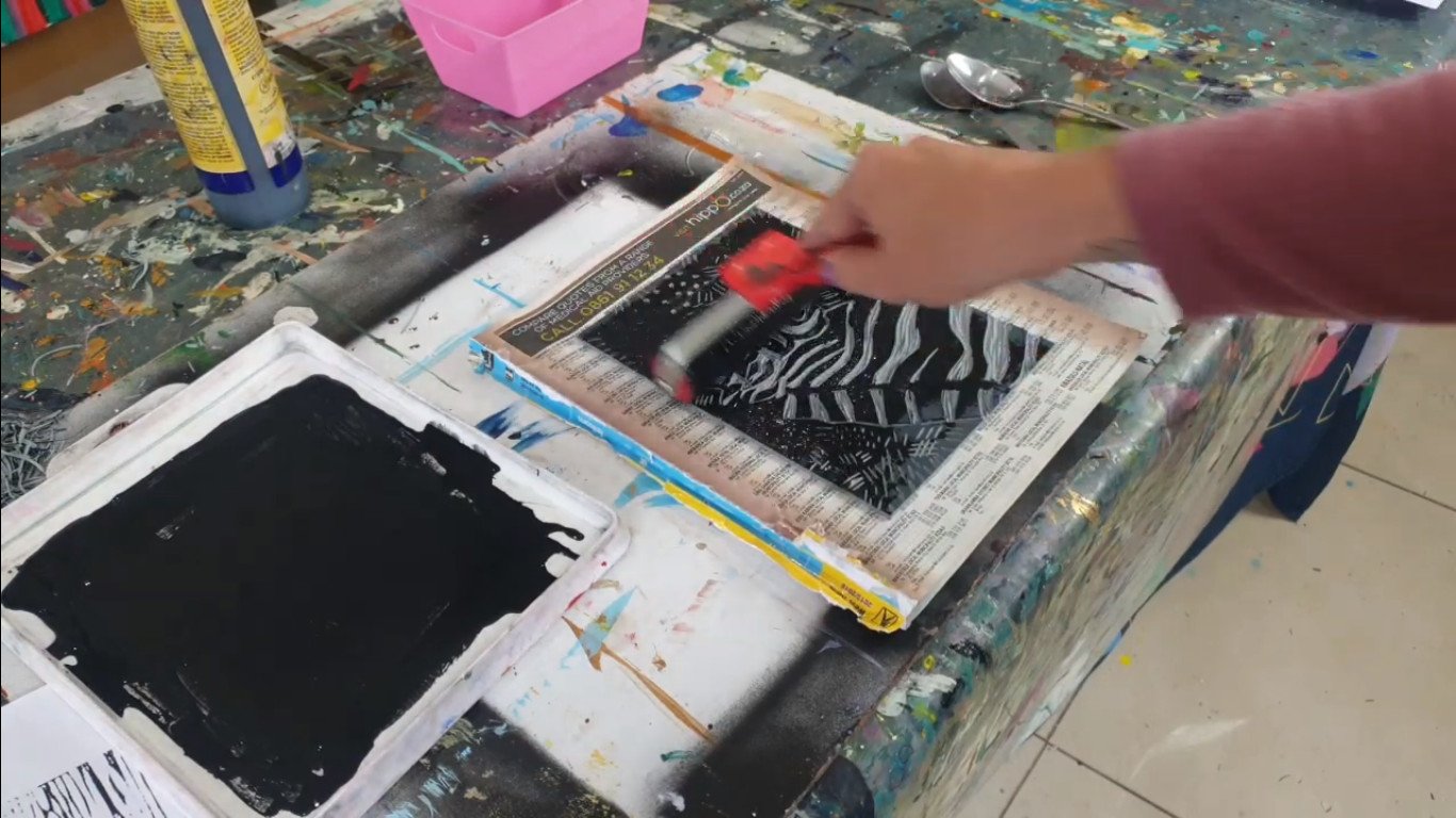 Lino cutting, printmaking