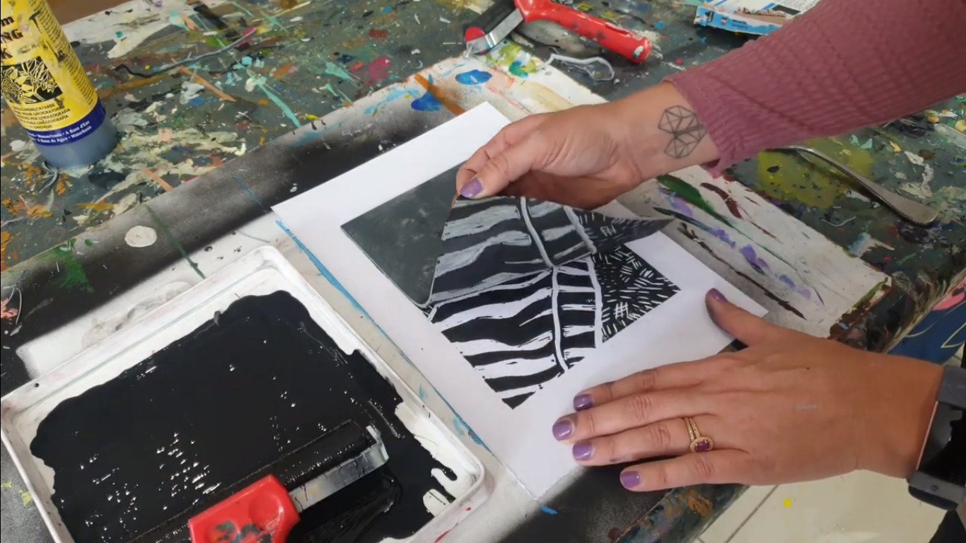 lino cutting, printmaking