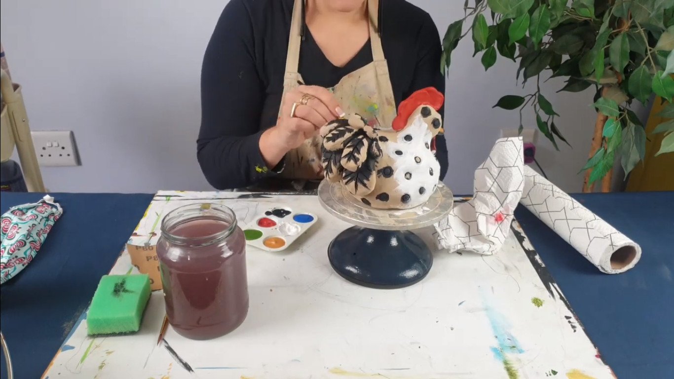 air-dry clay, acrylic paint