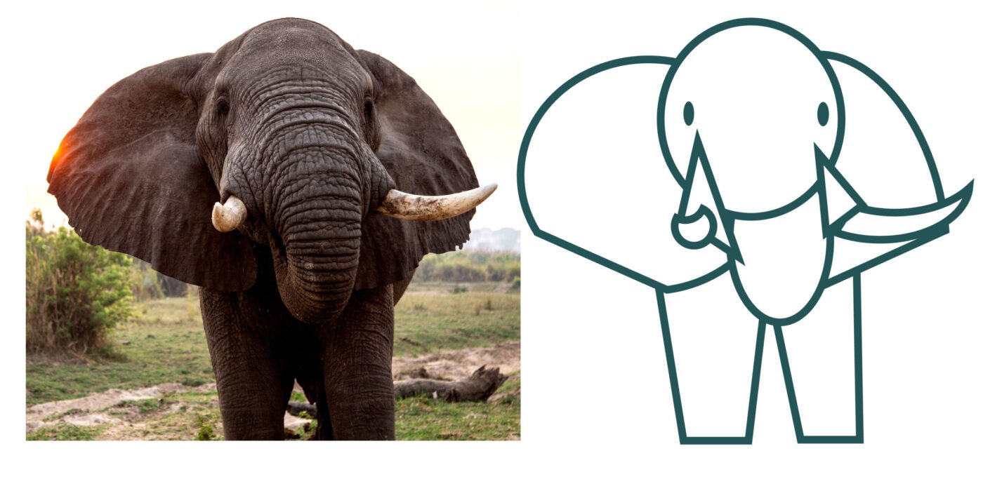 ballpoint pen, drawing, elephant, basic shapes