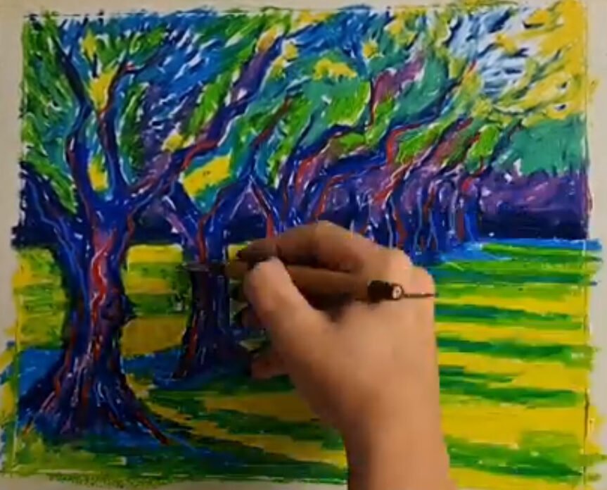 Oil Pastel Landscape with Expressive Brushstrokes - How to Use Oil Pastels  