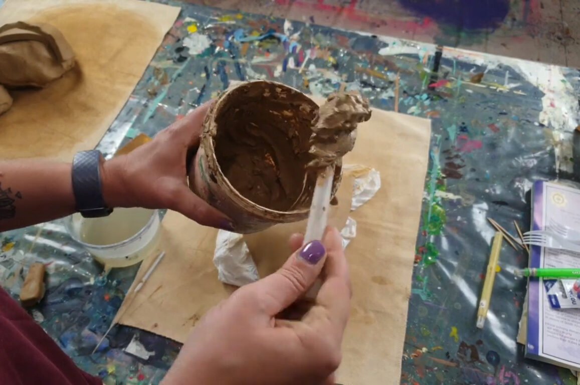 How to make slip, using air-dry clay and water. Slip should have the same texture as toothpaste