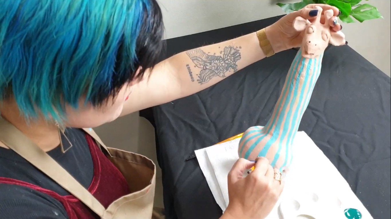 paint, sculpture, giraffe, air-dry clay