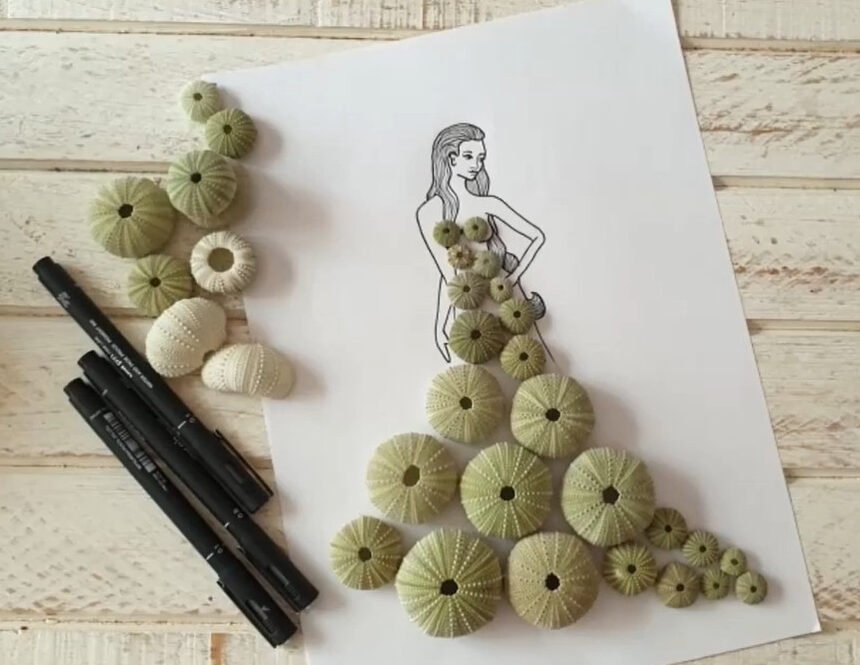 Sketchbook Challenge 4: Become creative with beautiful sea shell dresses  and sea shells in space. - Lillian Gray - Art School