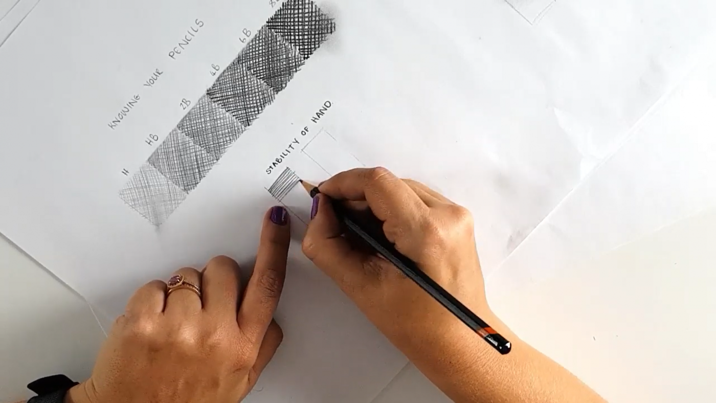 Image of hands showing hand stability when learning basic drawing skills