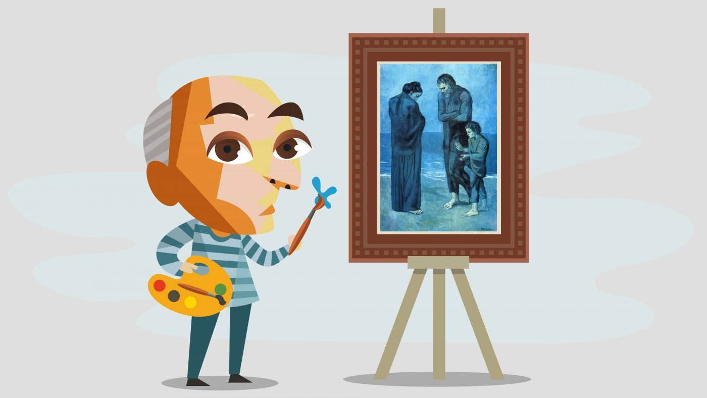 Cartoon of Picasso's blue period