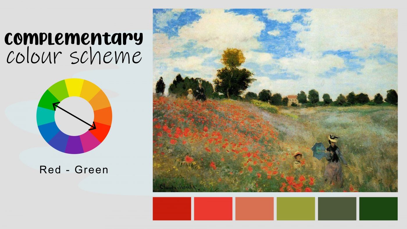 Monets painting complementary colour cheme