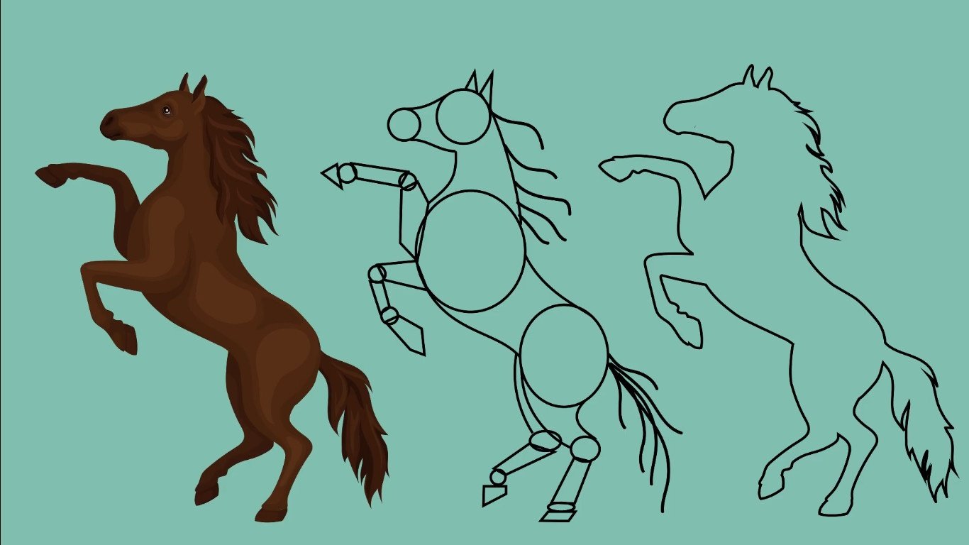Horse in basic shapes