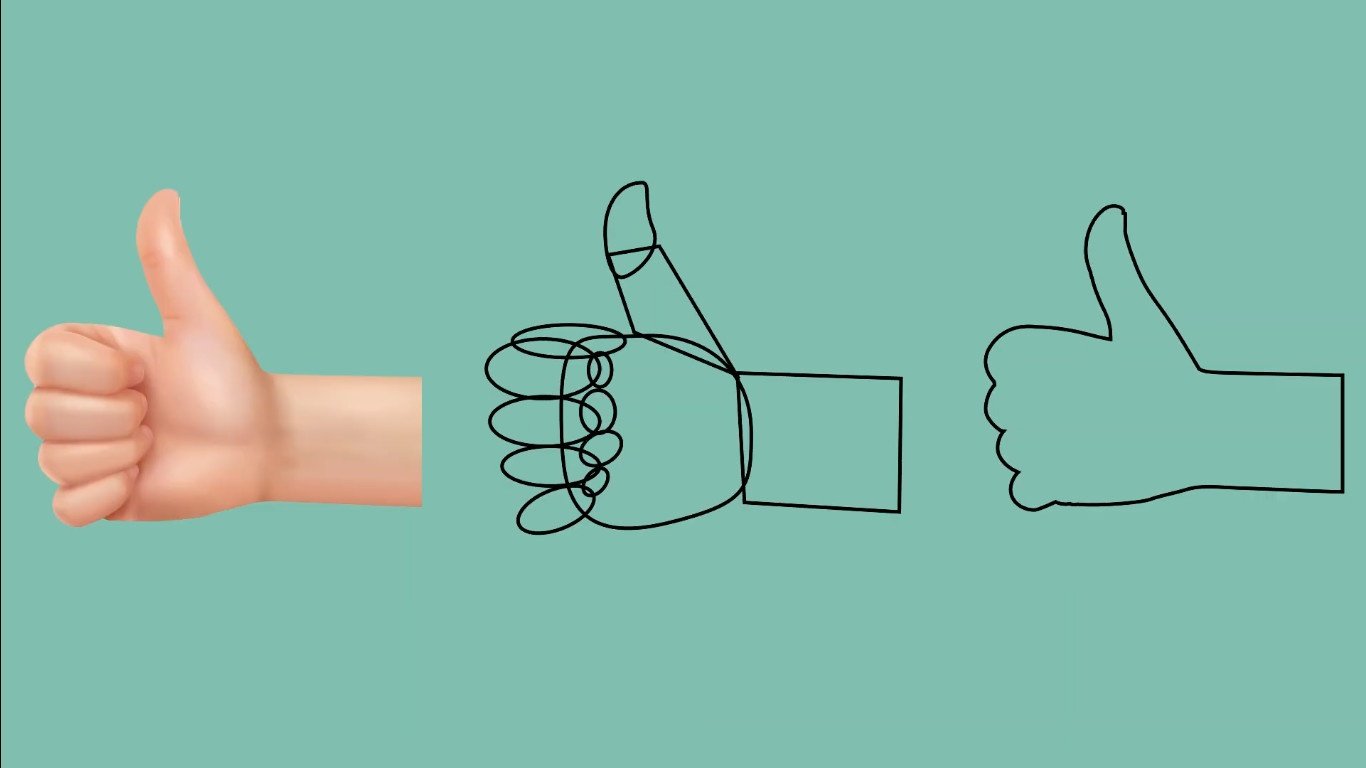 Thumbs up in basic shapes