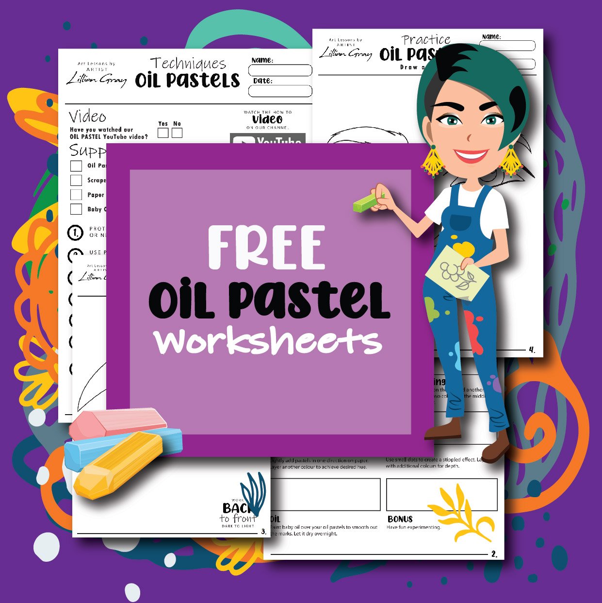 oil pastel techniques worksheet