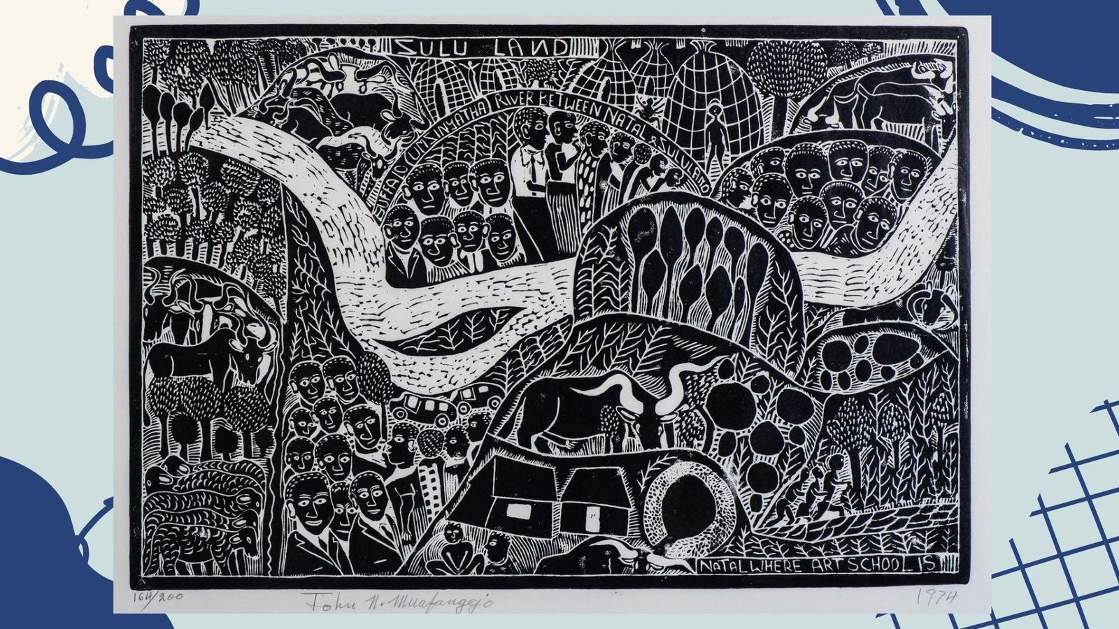 Namibian Artist John Muafangejo, who trained at Rorke's Drift Art and